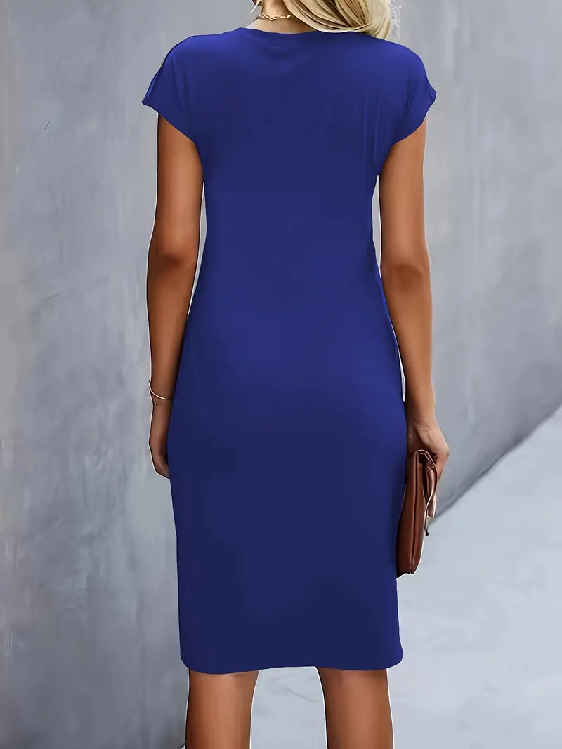 Aria | Flattering Fit Midi Dress with Front Knot Design