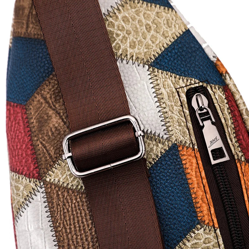Nancy | Geometric Sling Bag with Multiple Zipper Pockets