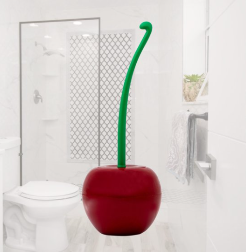 Cherry-shaped toilet brush with ergonomic handle