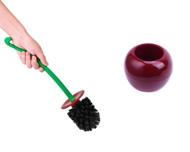 Cherry-shaped toilet brush with ergonomic handle