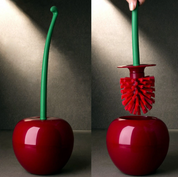 Cherry-shaped toilet brush with ergonomic handle