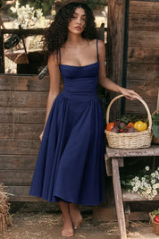 Talum | Chic Sleeveless Midi Sun Dress With Corset Fit