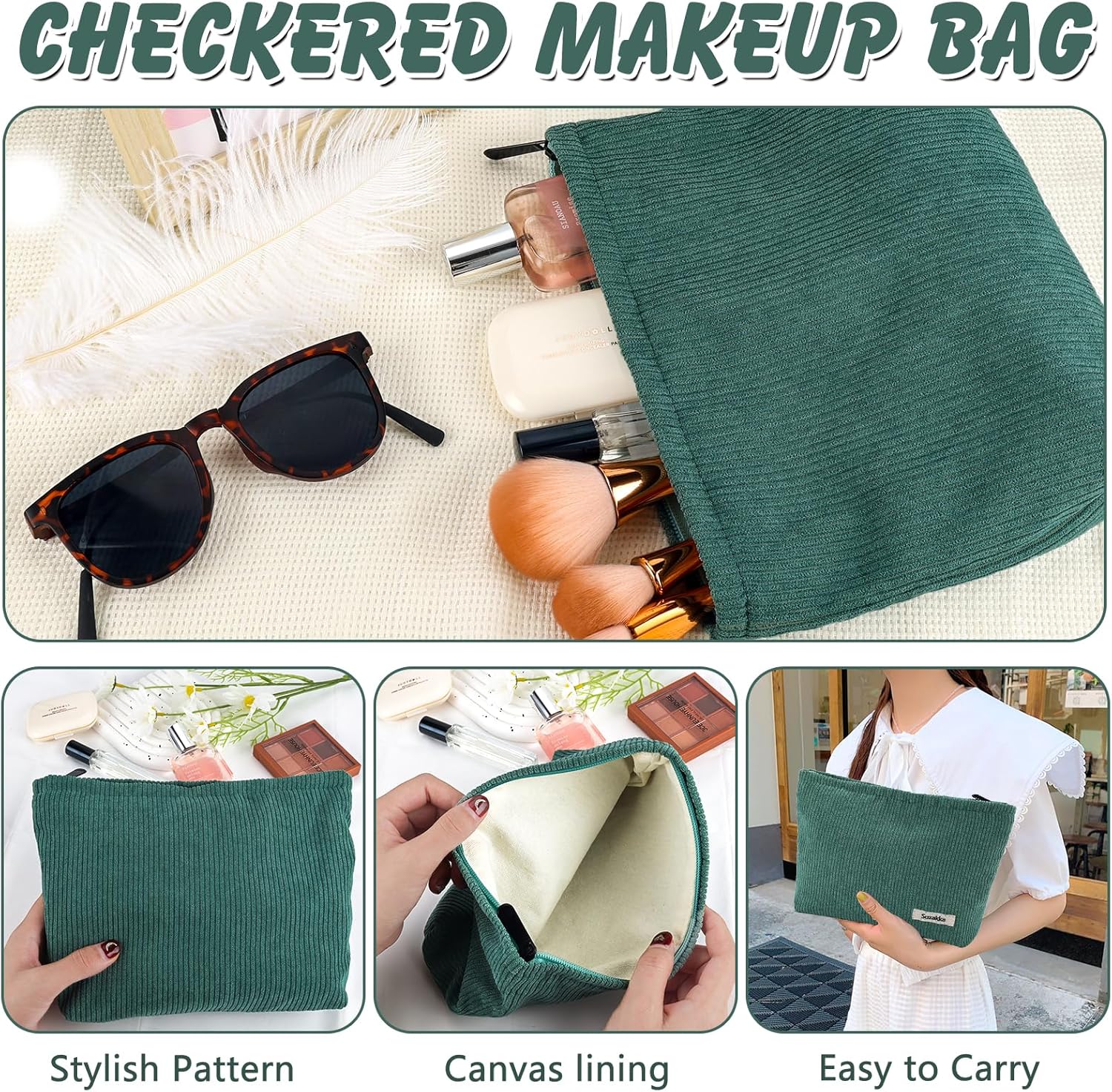 Sienna | Stylish Preppy Cordura Design Cosmetic Bag