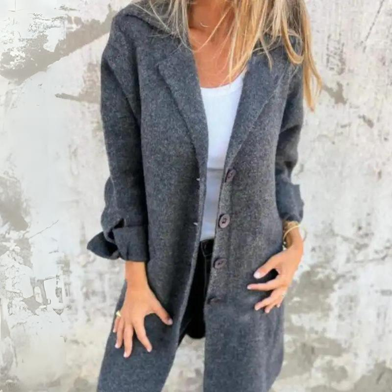 Kyline | Comfortable Long Women's Coat with Stylish Buttons