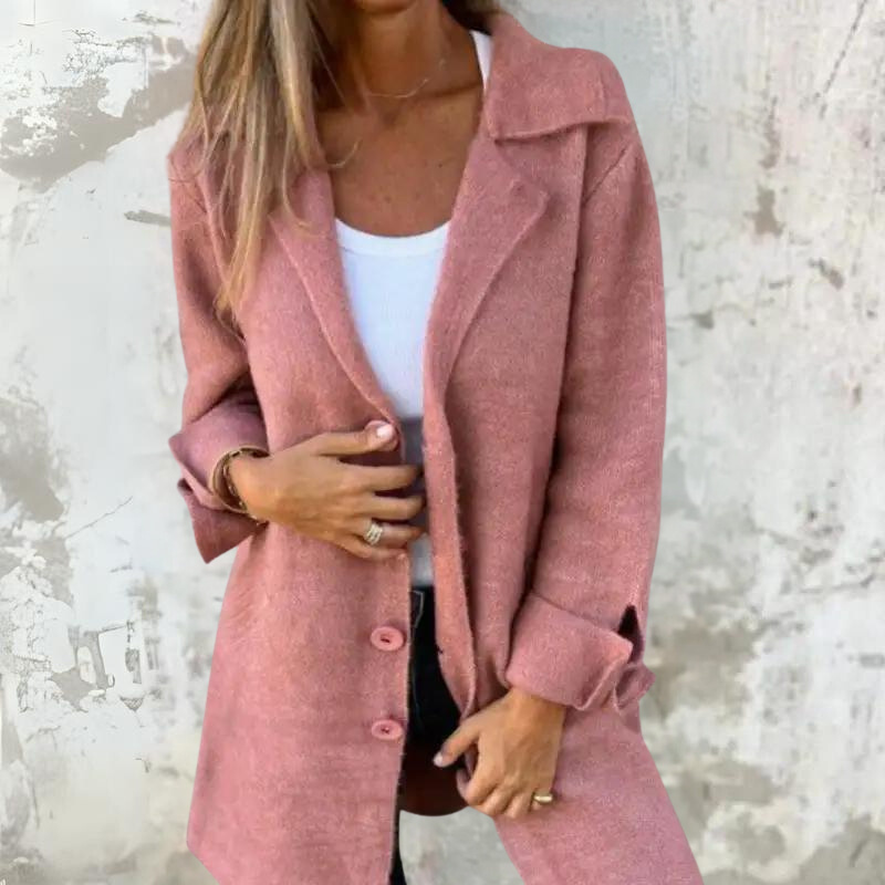 Kyline | Comfortable Long Women's Coat with Stylish Buttons