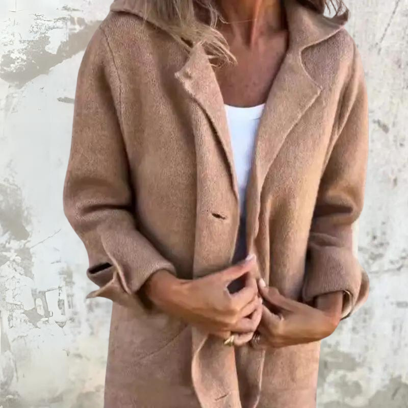 Kyline | Comfortable Long Women's Coat with Stylish Buttons