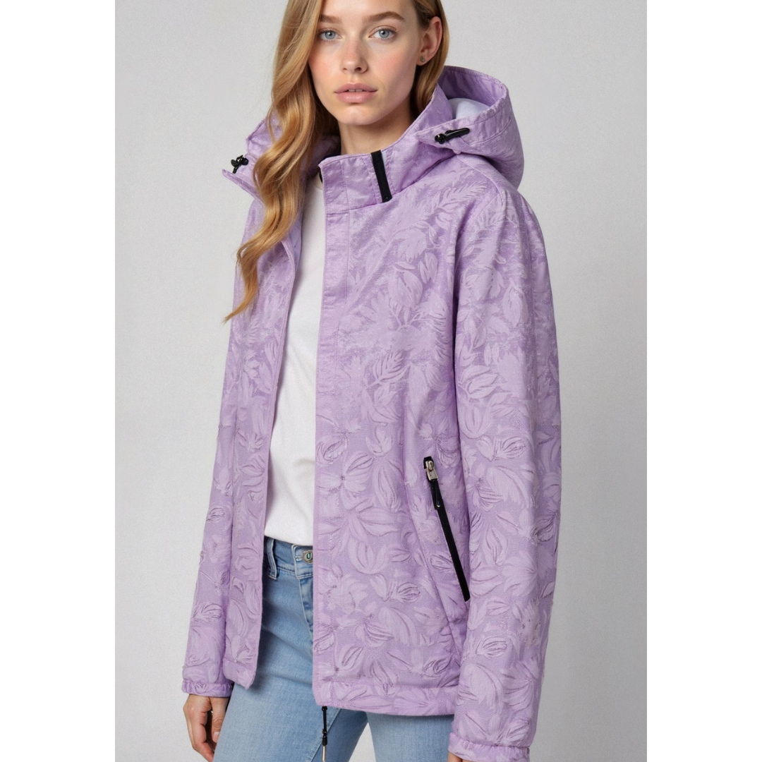 Women printed zipper winter jacket | Hood-4