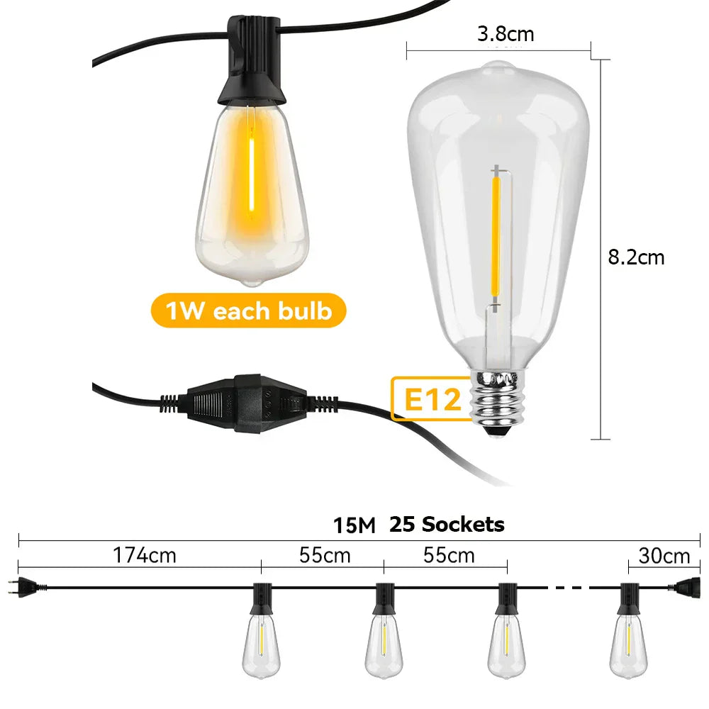 TwinkleRain | Versatile Outdoor & Indoor Waterproof LED String Lights