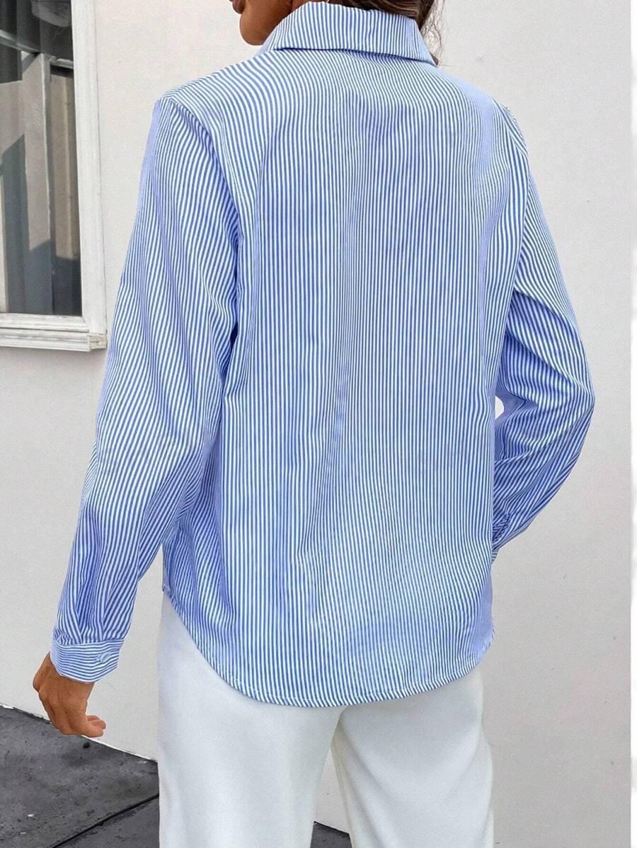 Marilyn | Stylish Striped Blue Blouse
