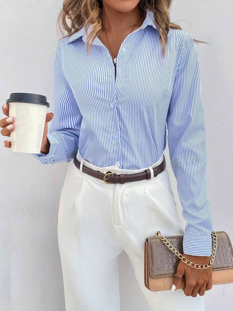 Marilyn | Stylish Striped Blue Blouse