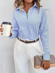 Marilyn | Stylish Striped Blue Blouse