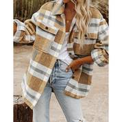 Women's warm button down checked shirt jacket | winter-3