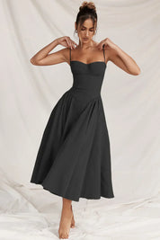 Talum | Chic Sleeveless Midi Sun Dress With Corset Fit