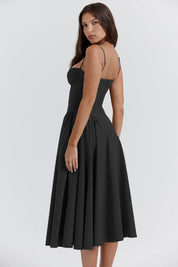Talum | Chic Sleeveless Midi Sun Dress With Corset Fit