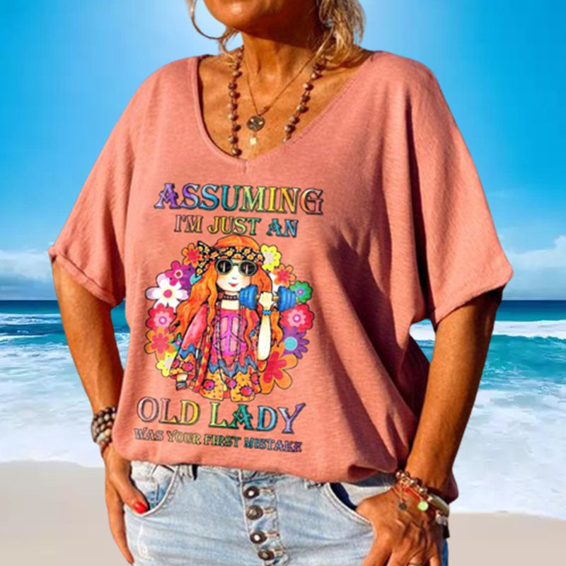 Clara | Stylish Printed V-neck Fun Shirt