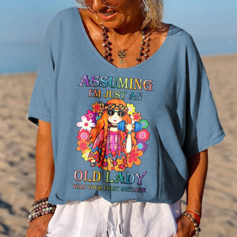 Clara | Stylish Printed V-neck Fun Shirt