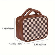 Sophia | Luxury Checkered Spacious Cosmetic Organizer
