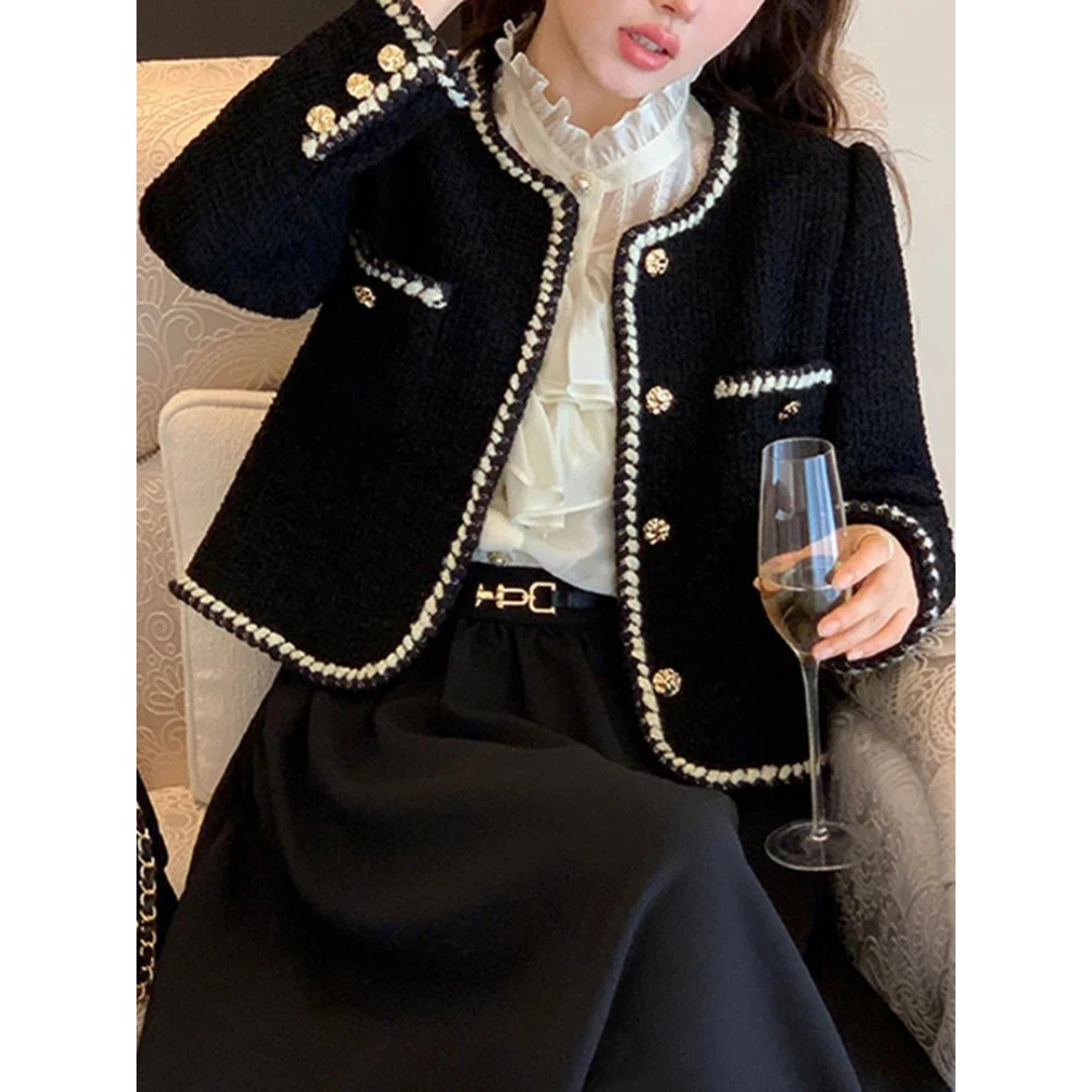 Women elegant short vintage jacket | Pearl button-2