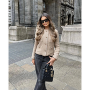 Women's button down the long -sleeved jacket | Short-4