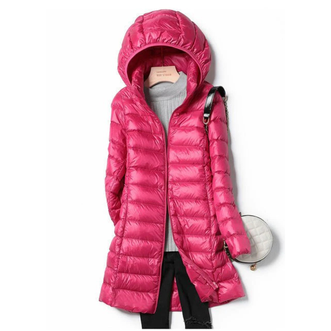 Women's long winter buffer jacket | Hood-2
