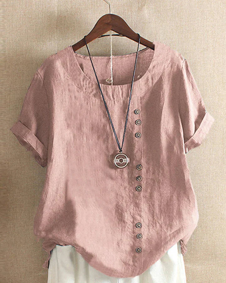 Kelly | Short-sleeved Blouse with Round Neckline