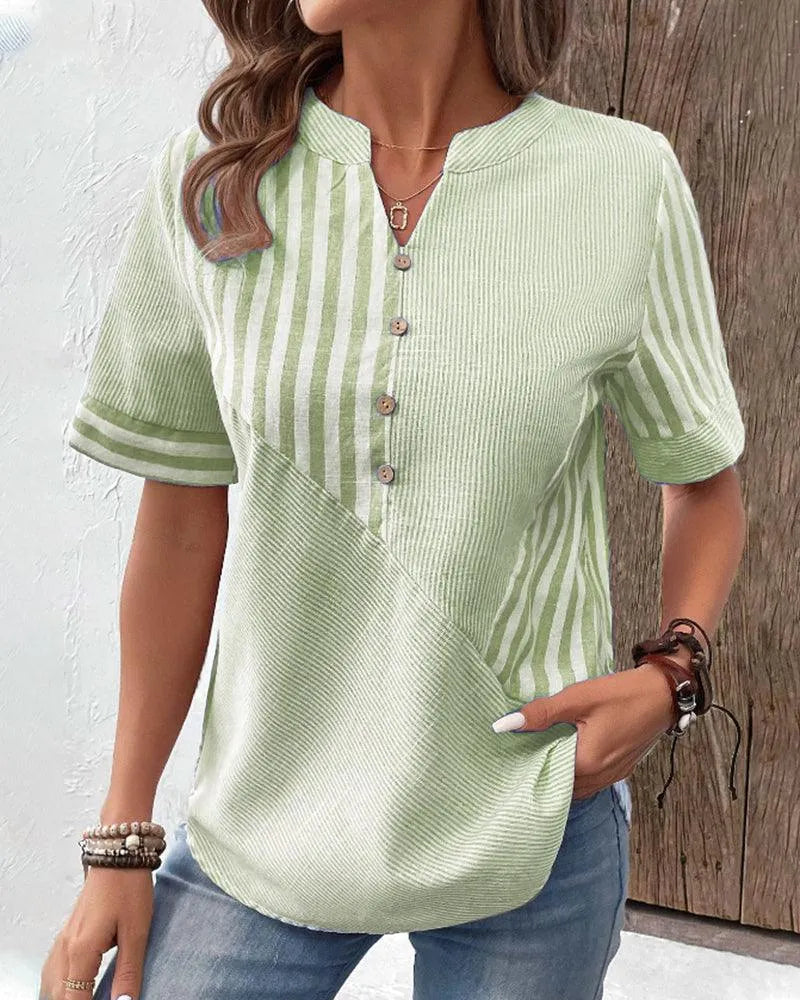 SASHA | Versatile Striped Cotton Blouse