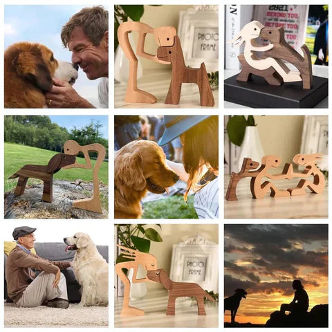 PAWART - Handmade wooden dog love sculpture