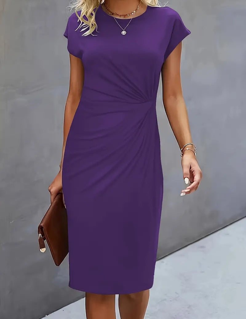 Aria | Flattering Fit Midi Dress with Front Knot Design