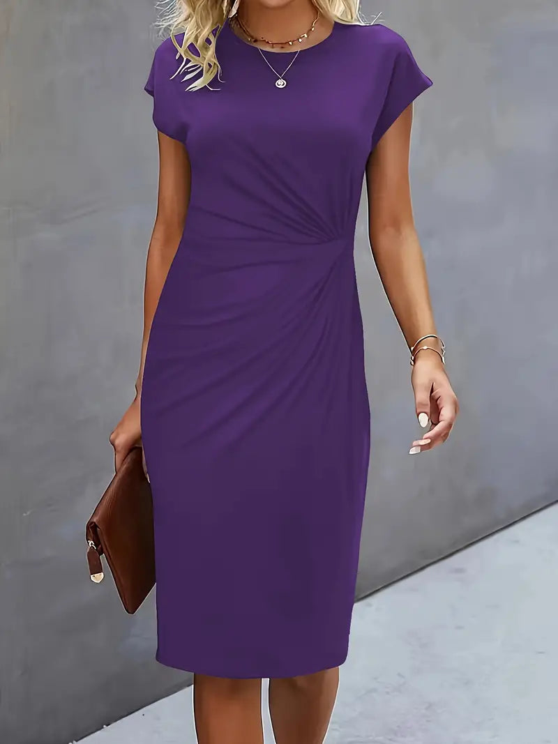 Aria | Flattering Fit Midi Dress with Front Knot Design