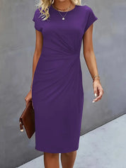 Aria | Flattering Fit Midi Dress with Front Knot Design