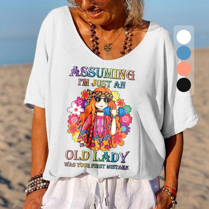 Clara | Stylish Printed V-neck Fun Shirt