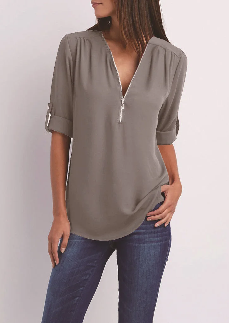 Sarah | Elegant V-Neck Blouse