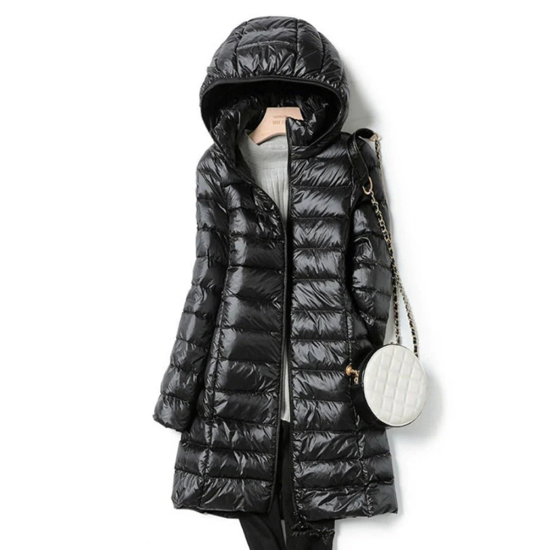 Women's long winter buffer jacket | Hood-3