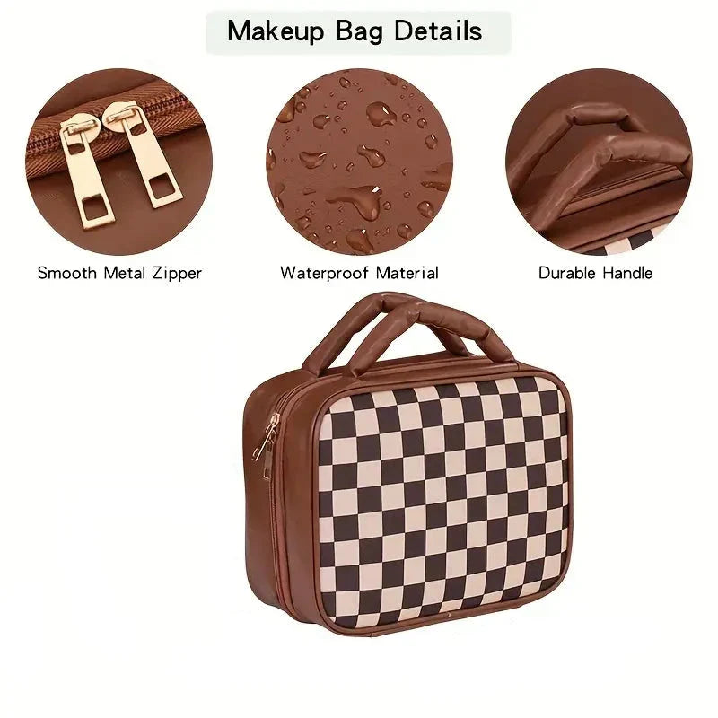 Sophia | Luxury Checkered Spacious Cosmetic Organizer