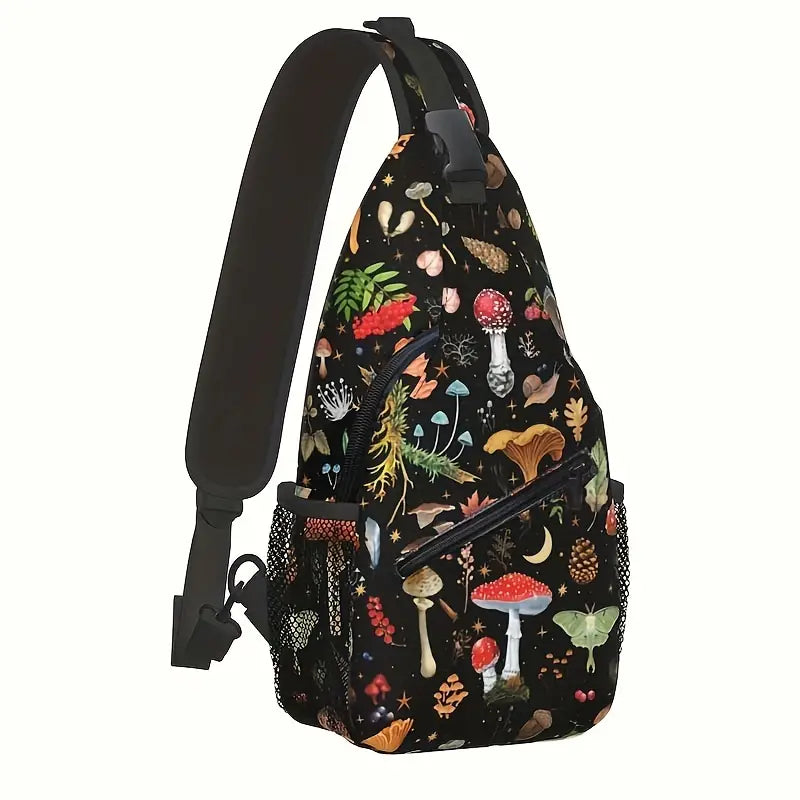 Via | Mushroom Pattern Sling Bag with Multiple Pockets