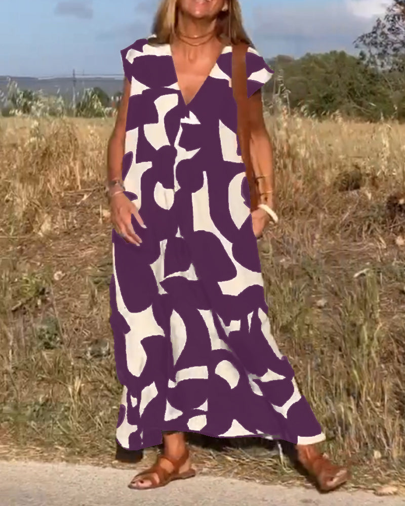 Clarice | V-neck Printed Maxi Dress