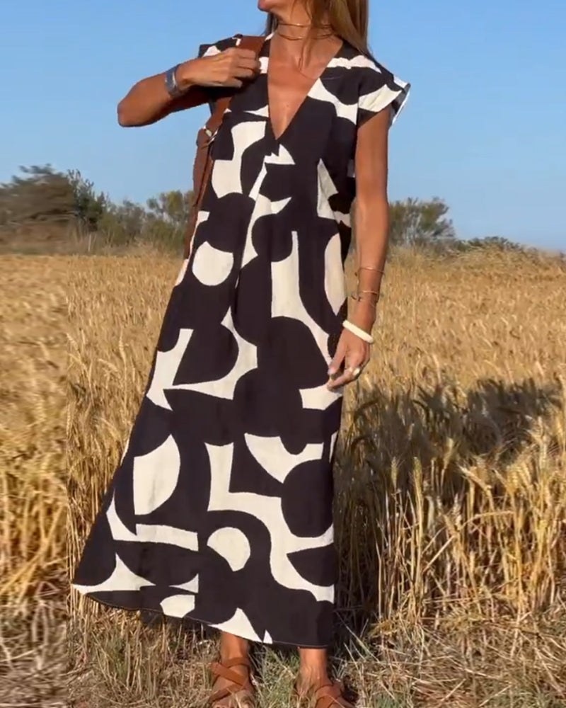 Clarice | V-neck Printed Maxi Dress