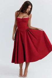 Talum | Chic Sleeveless Midi Sun Dress With Corset Fit