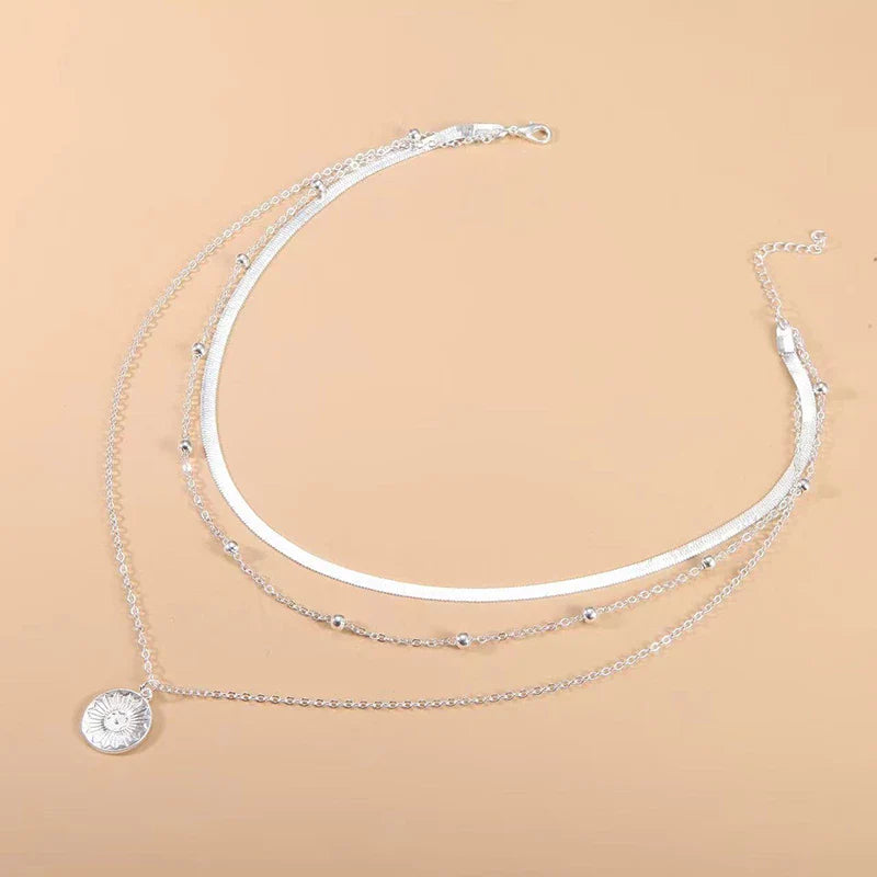 LumiCharm | Elegant Silver Triple Layer Necklace