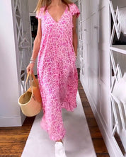Victoria | V-neck Short Sleeve Long Dress