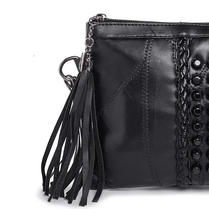 Miranda | Chic Studded Crossbody Clutch with Tassel Accent