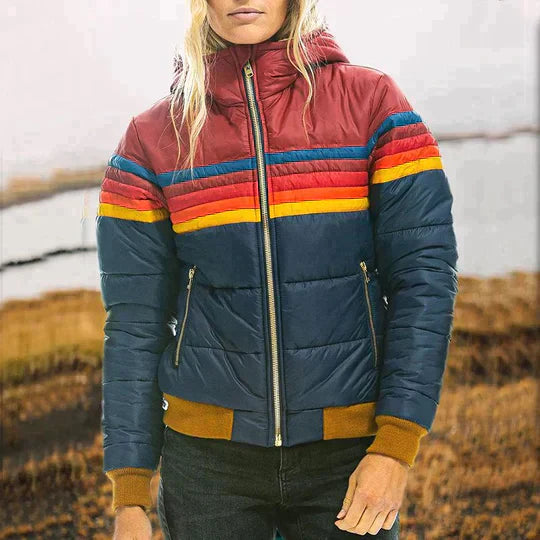 Karina | Stylish Retro Winter Jacket for Women with Striped Pattern