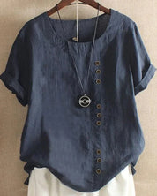 Kelly | Short-sleeved Blouse with Round Neckline
