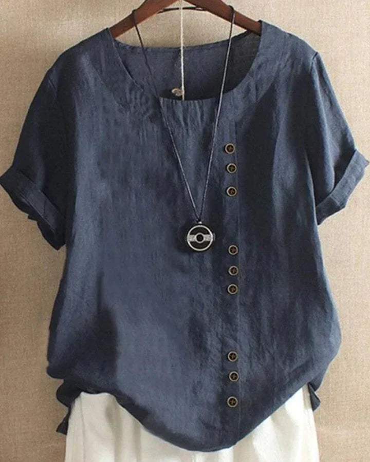Kelly | Short-sleeved Blouse with Round Neckline