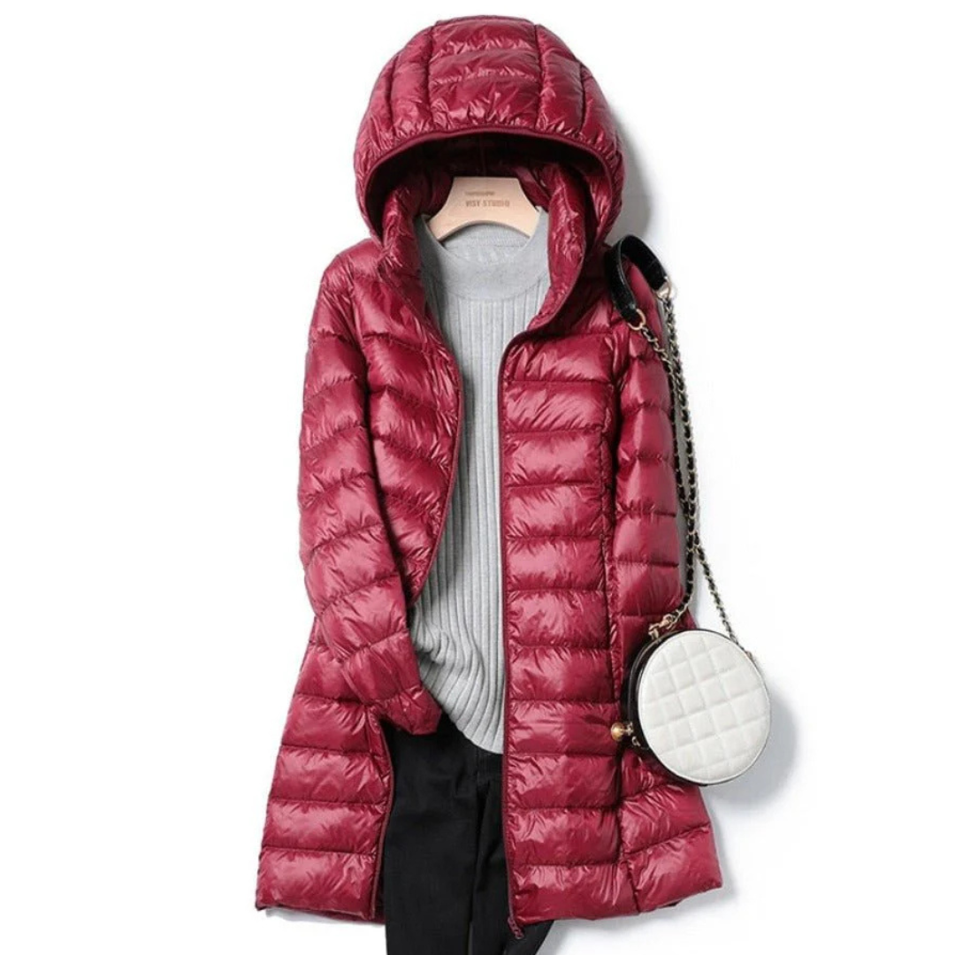 Women's long winter buffer jacket | Hood-4
