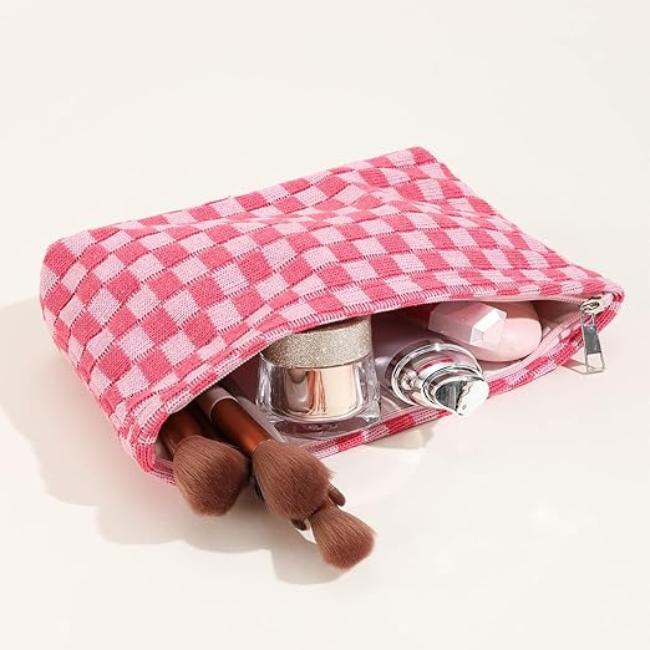 Ruthie | Checked Aesthetic Makeup Pouch