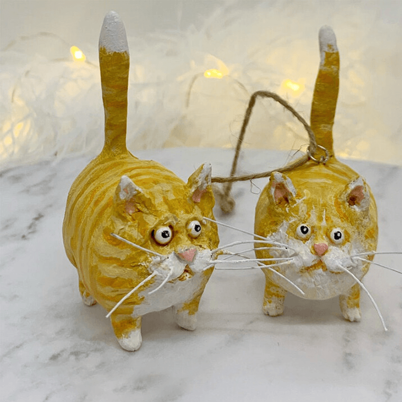 Unique Handmade Cats Christmas Ornament - Purrfect Holiday Pendants