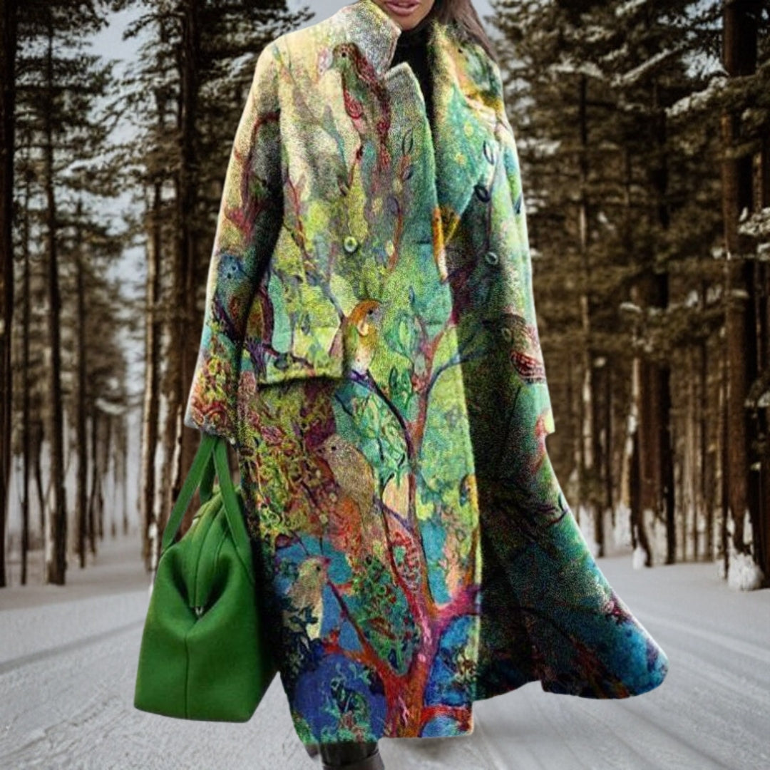 Tilda | Stylish Long Coat with Abstract Print