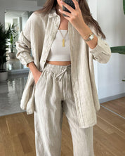 Amy | Comfy Button-up Blouse and Pants Set