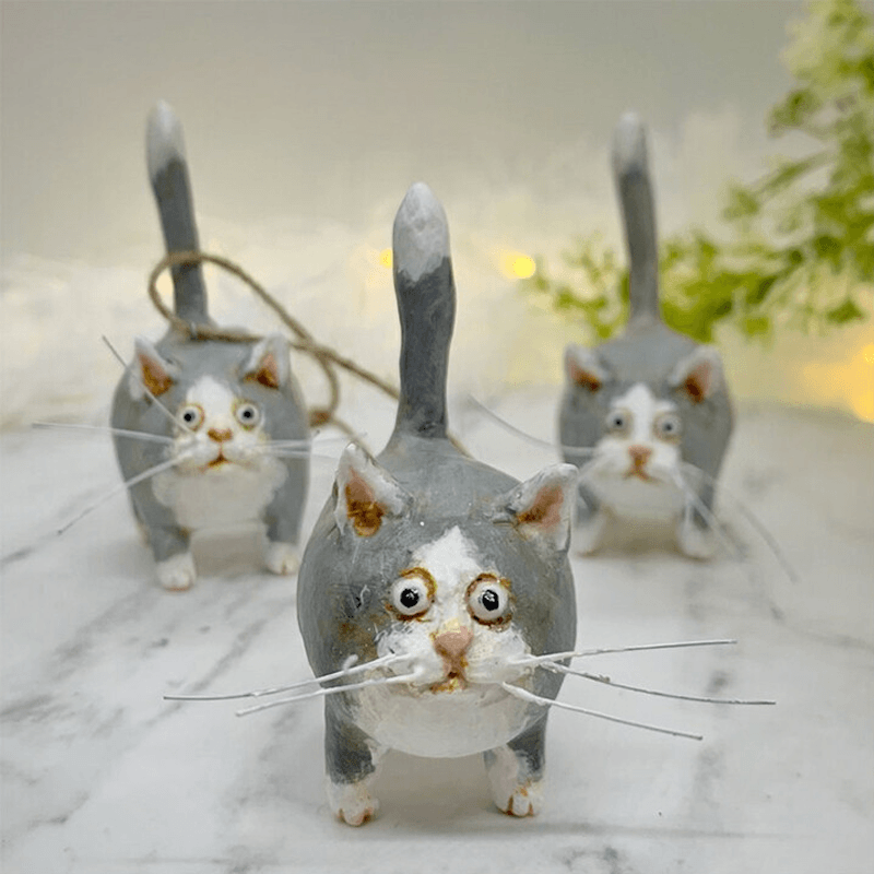 Unique Handmade Cats Christmas Ornament - Purrfect Holiday Pendants